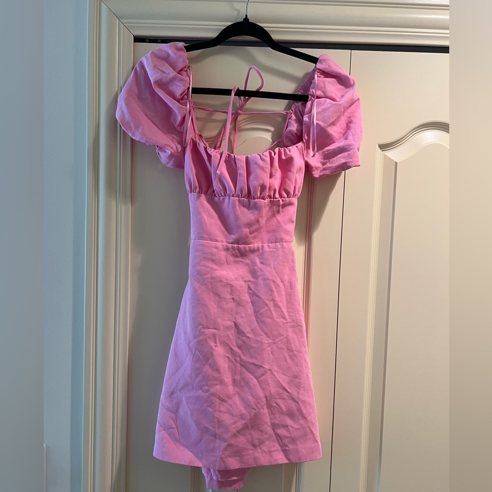 Zara pink lace up dress